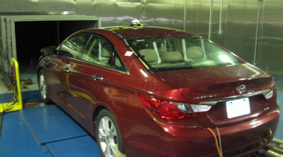 Hyundai car in climate room with CMP11 pyranometer on top
