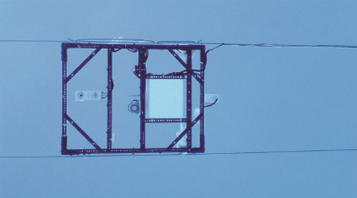 under-side view of the suspended platform