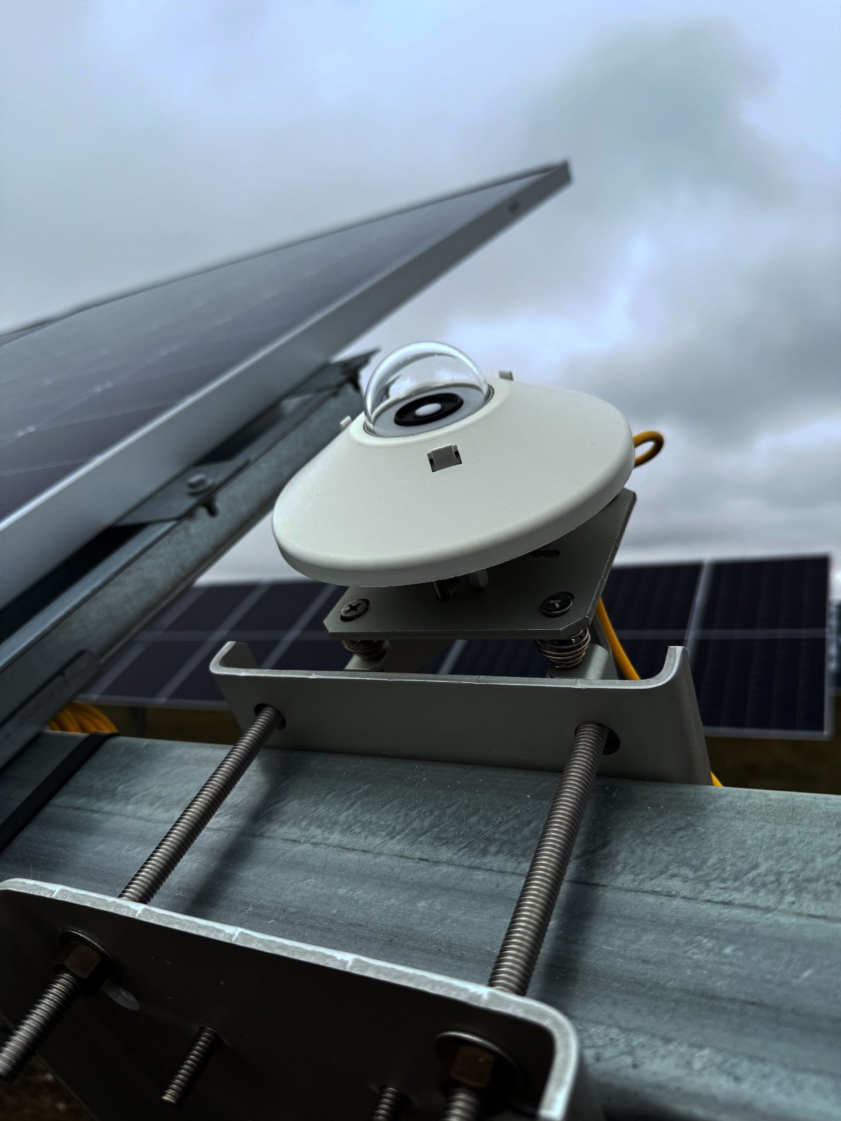 Pyranometer installed on PV module under cloudy skies