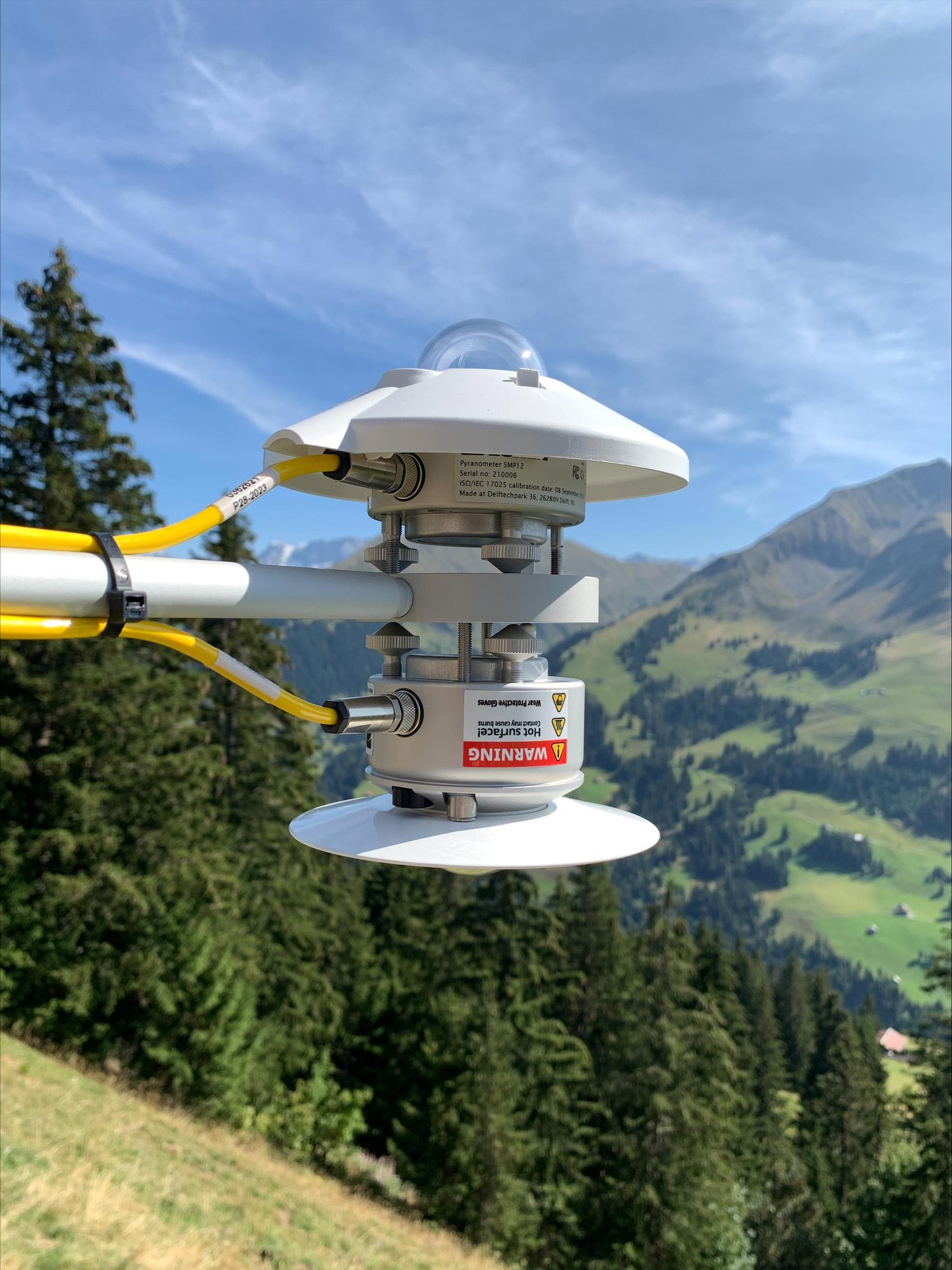 Bifacial pyranometer installation on European mountainside