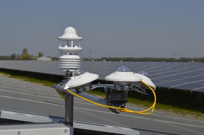 solar pv weather station in a solar array