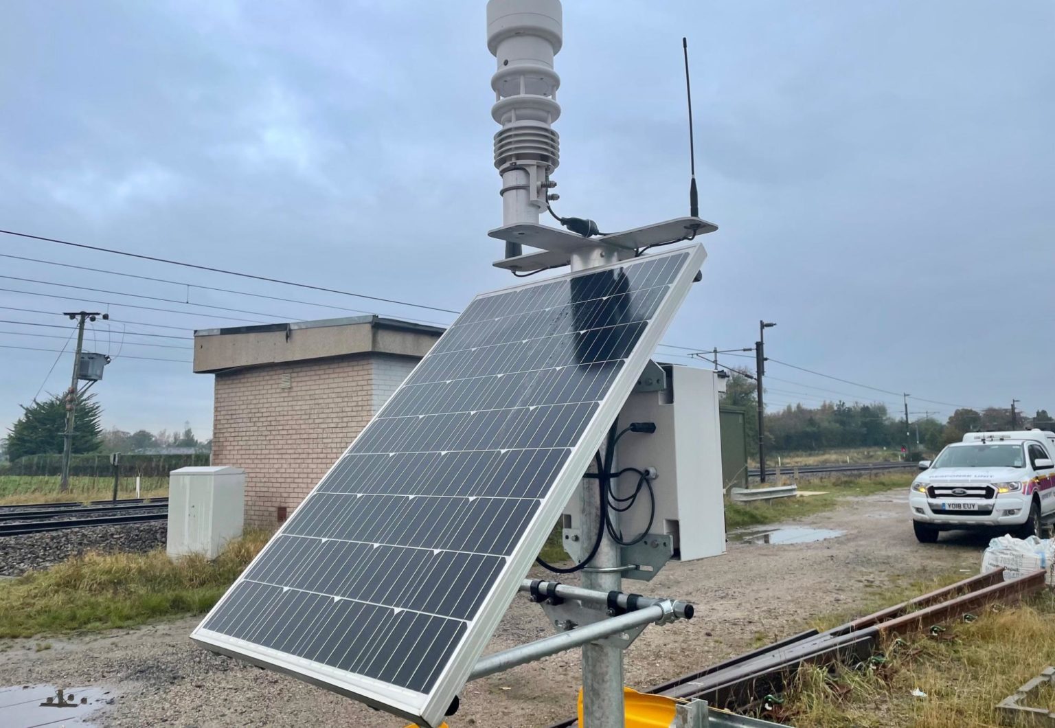 smart weather sensor installed on a railway