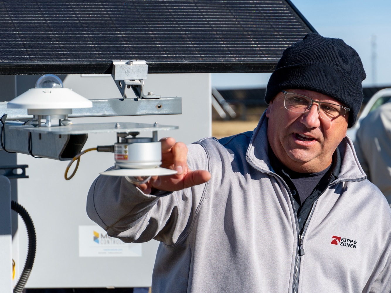 technical expert explaining pyranometer installation